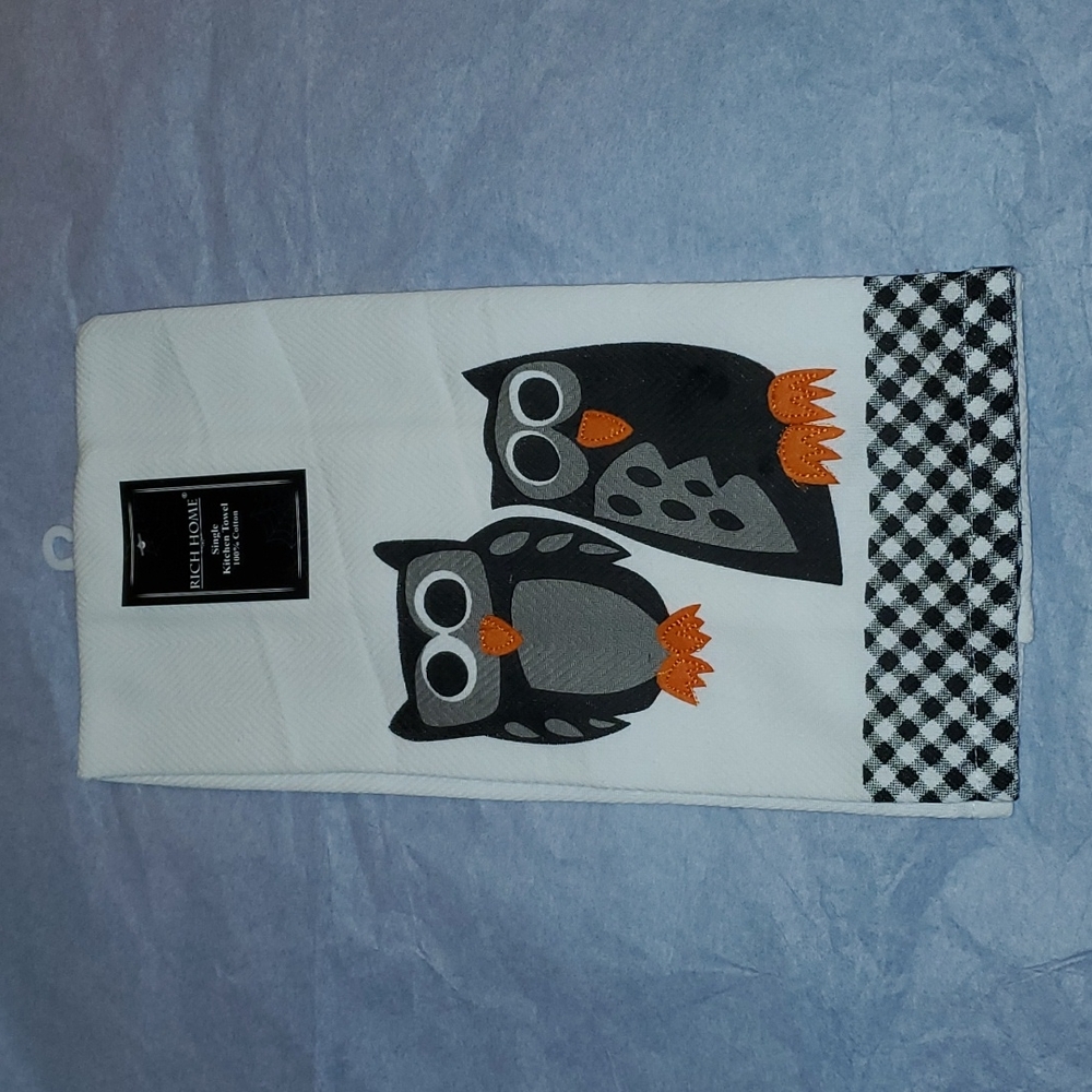 Single Kitchen Towel with Two Owls